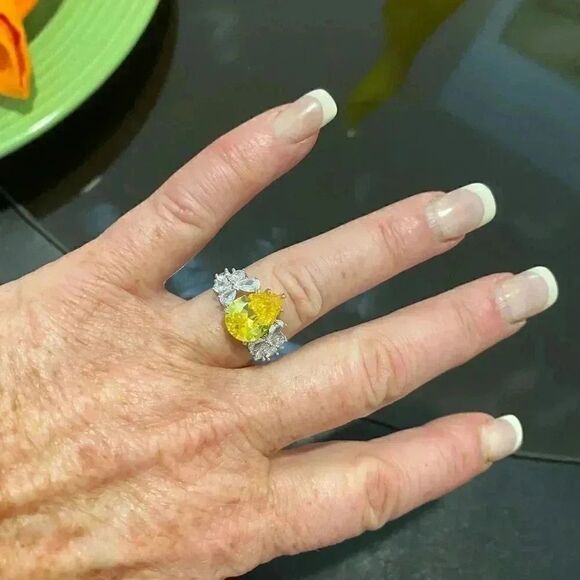 SALE* Women’s Sterling Citrine Engagement Ring - Picture 4 of 6